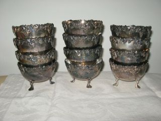 Vintage Lawrence B.  Smith Silver Plate Grapevine Footed Small Bowl Set Of 12