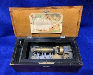 Antique Mermod Freres Swiss Cylinder Music Box Crank Wind Six Airs Jacot & Sons