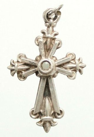 ANTIQUE SILVER GOTHIC ART PENDANT CROSS WITH STANHOPE MICRO PHOTOGRAPHS 2
