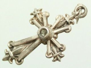 ANTIQUE SILVER GOTHIC ART PENDANT CROSS WITH STANHOPE MICRO PHOTOGRAPHS 3
