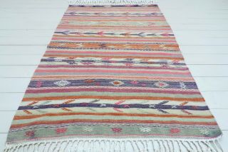 Anatolia Small Turkish Kilim,  Doormat,  Bedroom 5x7 Wool Rug Tapis Carpet 46 " X69 "