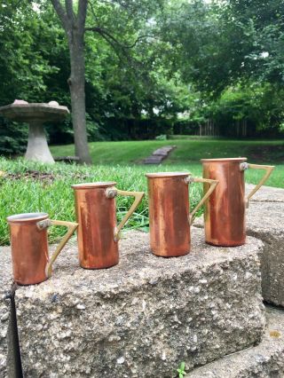 Set Of 4 Vintage Portuguese Copper Measuring Cups ¼ ½ ¾ & 1 Cup