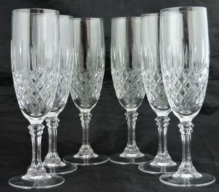Vintage Or Modern Lead Crystal Or Glass Champagne Flute Set 6 Classic Stemware