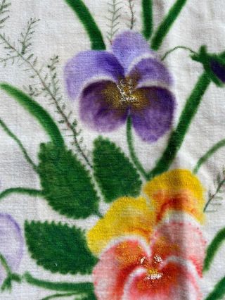 Antique 19th century Handpainted Theorem on velvet Purple Pansies Fern Folk Art 2