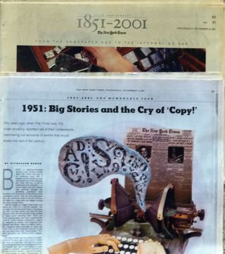 Vintage 2001 November 14 York Times – 150th Anniversary Special Sections