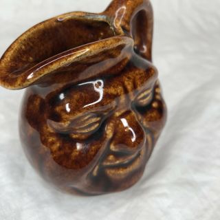 Vintage Pottery Man in the Moon Face Brown Stoneware 3 