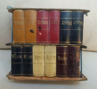 Dollhouse Miniature Antique Vintage Bookcase & Books