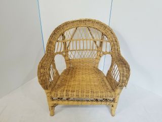 Vintage Child Size Wheat Real Wicker Rattan Swing Chair Photography Prop 80s 90s