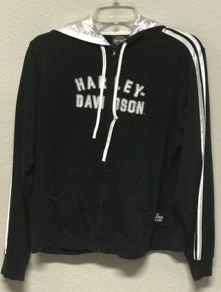 Harley Davidson Girls Large Black Fleece Full Zip Jacket/hoodie