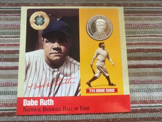 Babe Ruth 1990 Hall Of Fame Legends Of Baseball Silver Coin In Card