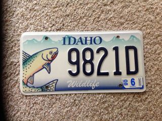 Real Idaho State License Plate Auto Number Car H1vd Wildlife Fish Lake Id