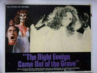 Vintage Lobby Card Horror 11x14 Movie The Night Evelyn Came Out Of The Grave 