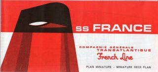 1960s Ss France Full Ship Deck Plan W/ Interior Pics - Nautiques Ships Worldwide