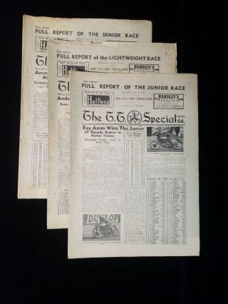 1953 Tt Special Newspapers 250 350 500 Ray Amm Norton Iomtt Gp Isle Of Man