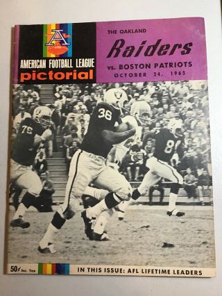 1965 Oakland Raiders V Boston Patriots Afl Program American Football League