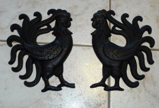 Vintage Cast Iron Rooster Chicken Wall Hangings.  Decorama,  Japan.
