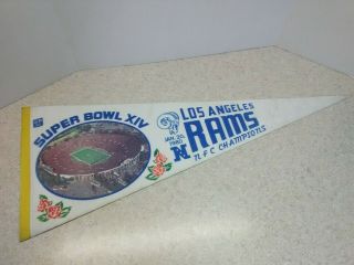 Vintage Los Angeles Rams Bowl Xiv Full Size Pennant 1980