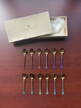 Vintage Set Of 12 David Andersen Norway Sterling Demitasse Demi - Tasse Spoons