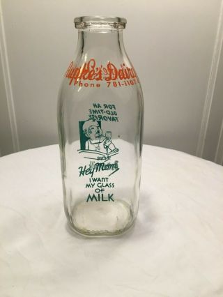 Vintage Quart Milk Bottle Aupke 
