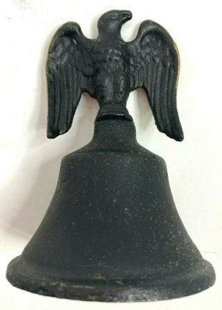 Vintage Black Cast Iron American Eagle Bell Wings Spread Clapper