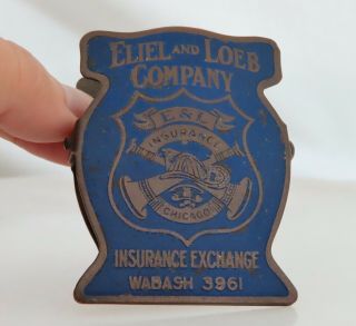 Eliel & Loeb Fire Insurance Vintage Antique Advertising Brass Paper Clip - 80587