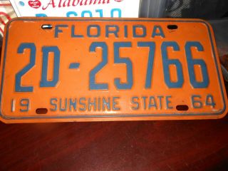 Florida 1964 Vintage License Plate,  Issued In Duval County