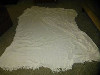 Vintage Chenille Bedspread For Crafts Or Sewing Cutter Piece White Gold Threads