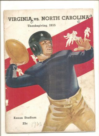 1935 Virginia Vs.  North Carolina Football Program,  Writing On Cover