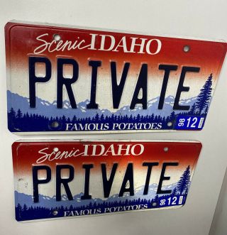 2 Matching Pair 1990’s Idaho - Vanity - License Plates - Private - Military