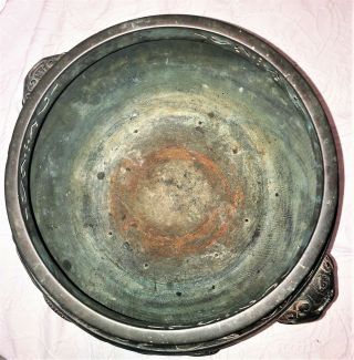 Large Antique CHINESE BRONZE CENSER DRAGON INCENSE BURNER Qing vase pot 3