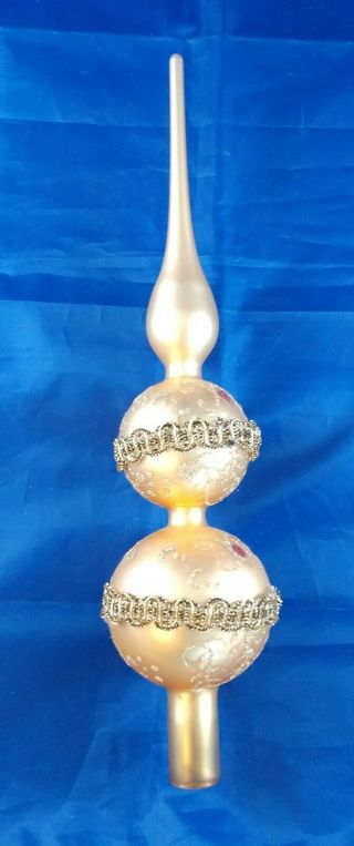 Vintage Christmas Tree Topper Mercury Blown Glass Gold Painted,  12 "