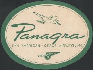 U.  S. ,  1940s.  Panagra,  Pan American Grace Airways,  Decal