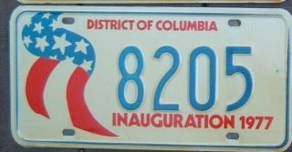 Washington Dc 1977 Jimmy Carter Inaugural License Plate 8205