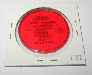 1963 Nalley ' s Canadian Football 132 George Hansen Calgary Stampeders Coin Pin 2