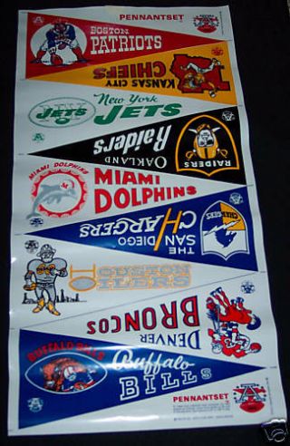 1966 Afl Pennant Flag Set Uncut Plastic Vinyl Sheet Kansas City Chiefs Cheifs