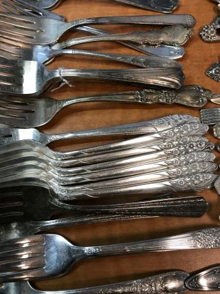 60 Pc Mixed Antique to Vintage Silverplated SALAD or DESSERT FORKS Craft or USE 3