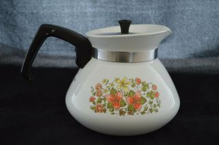 Vintage Corning Ware 6 Cup Teapot Kettle with Lid,  P - 104 Indian Summer Flowers 3