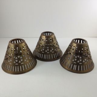 Vintage Brass Lamp Shades Cut Out Set Of 3