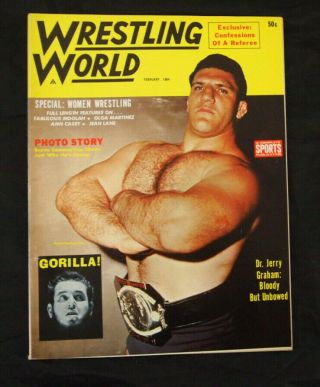 Wrestling World February 1964 Bruno Sammartino Cover No Label Rare Vintage
