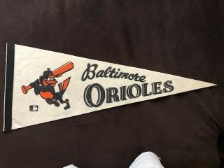 1960s Vintage Baltimore Orioles Felt Pennant 30 " X 12 " Mlb Baseball