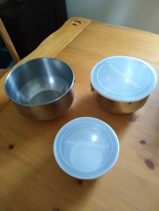 Vintage Farberware Set 3 Stainless Nesting Mixing Bowls