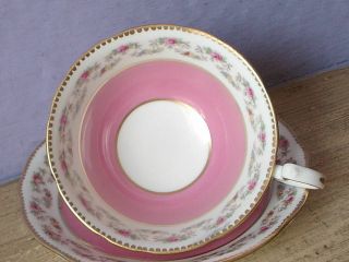Antique 1920 ' s England Pink rose and white bone china tea cup teacup and saucer 2