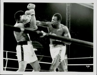 1980 Press Photo Heavyweight Boxing Action Muhammad Ali Vs Larry Holmes