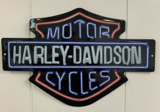 Ande Rooney Harley Davidson “neon Lights” Tin Hd Garage Sign