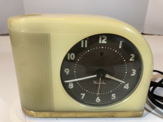 Vintage Westclox Moon Beam Electric Alarm Clock S5 - J Yellow Bakelite Retro Parts