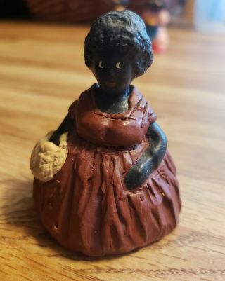 Vintage Black Americana Folk Art African American Figurine Doll Wearing Dress