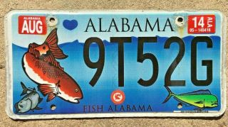 Colorful Expired Graphic 2014 Alabama Fish Alabama Fishing License Plate