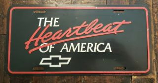 Vintage Chevrolet Chevy The Heartbeat Of America Aluminum Embossed License Plate