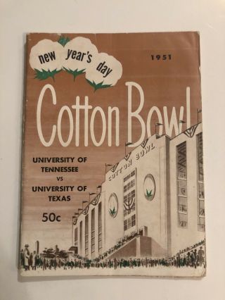 1951 Cotton Bowl Football Program Tennessee Volunteers Texas Longhorns