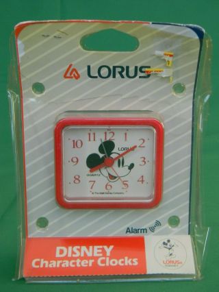 Vintage Lorus By The Walt Disney Company Mickey Mouse Red Quartz Alarm Clock